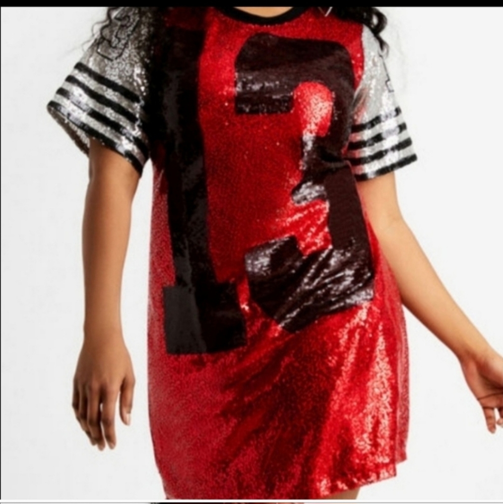 Plus Size Sequins Jersey Dress